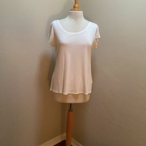 Eileen Fisher Ivory Silk Tee Shirt Large